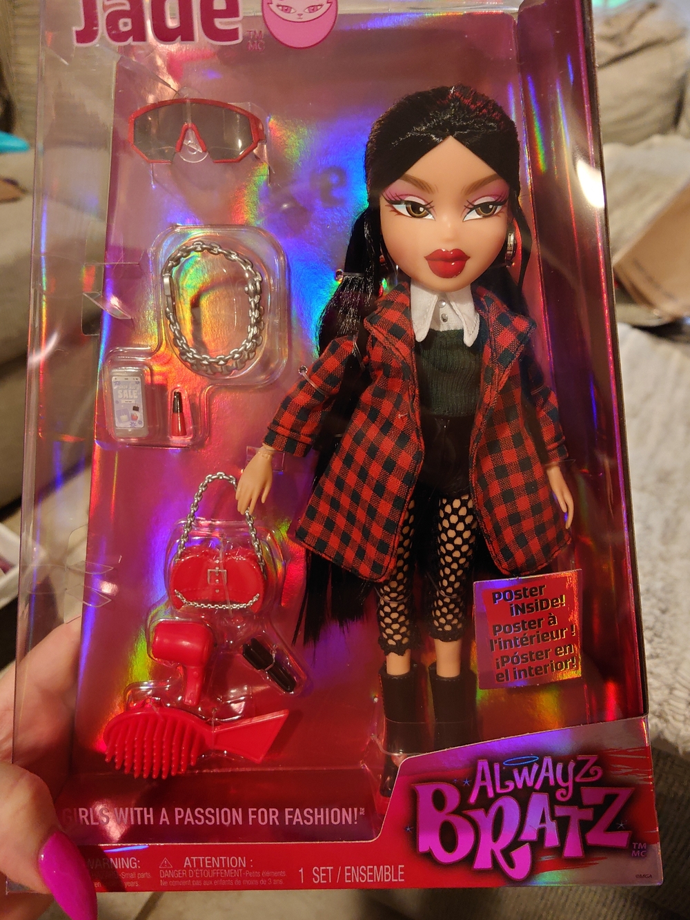 Bratz Jade Fashion Doll - Red Plaid Coat